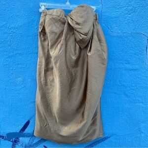 3.1 Phillip Lim Gold Silk Strapless Mini Dress with Pockets slip lined size 4